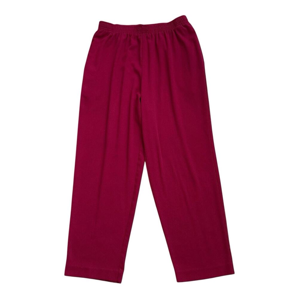 Vintage Alfred Dunner Pants Womens 16 Burgundy Pull On Elastic Waist 26" Inseam